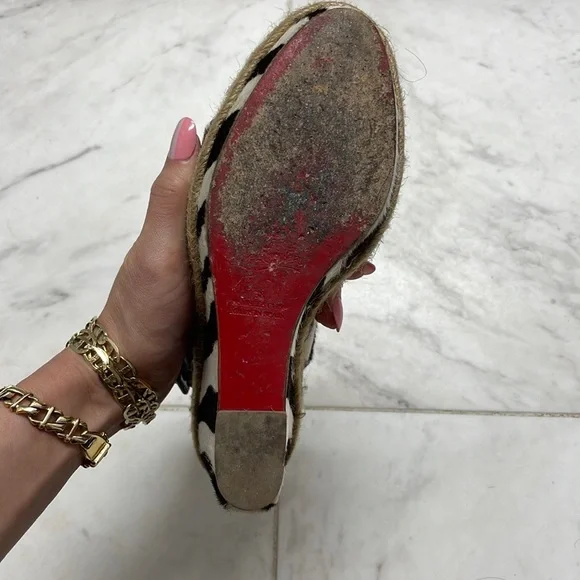 Christian Louboutin Black and White Pony Hair Women's Sandals - Picture 7 of 7